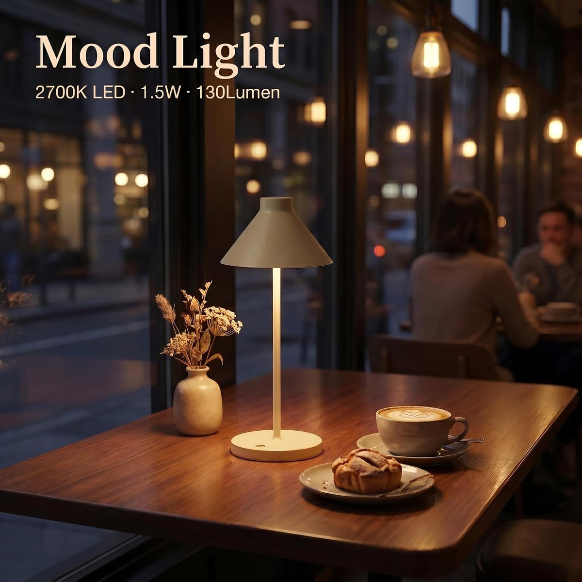 Rechargeable Mini Cordless Desk Lamp, IP44 Waterproof (Gold)