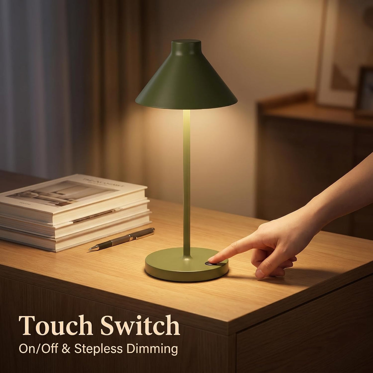 Rechargeable Mini Cordless Desk Lamp, IP44 Waterproof (Gold)